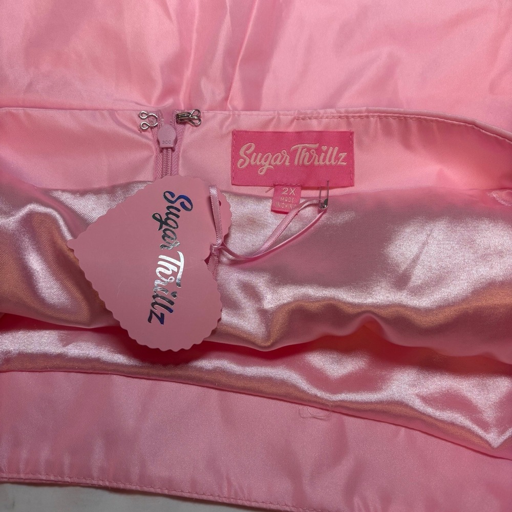 NWT Sugar Thrillz Pink Bow Mini Skirt Y2K Coquette Size 2X - Picture 8 of 8